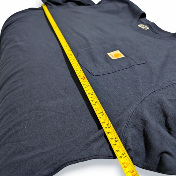 Carhartt Navy Blue Cotton Crew Neck Logo Pocket T-Shirt Mens Loose Fit 3XL Tall - Picture 4 of 5
